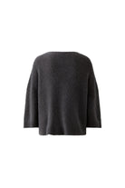Oui grey wool jumper back view with seamless knit design