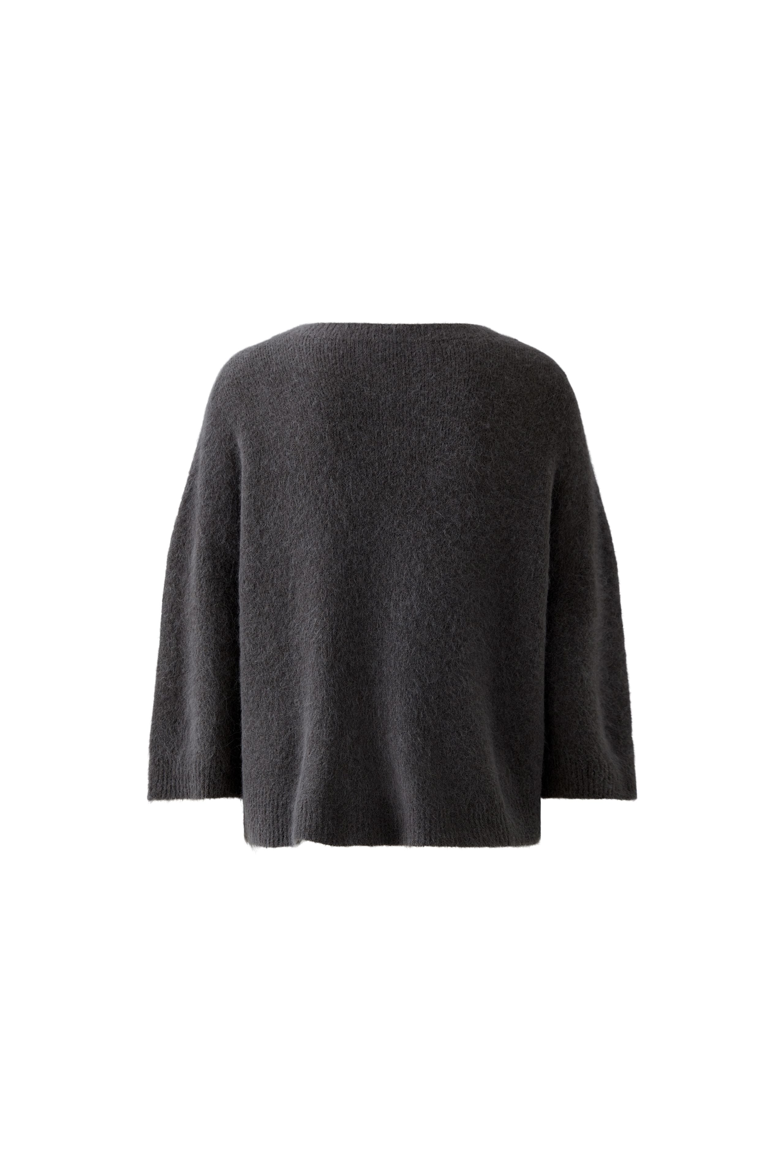 Oui grey wool jumper back view with seamless knit design