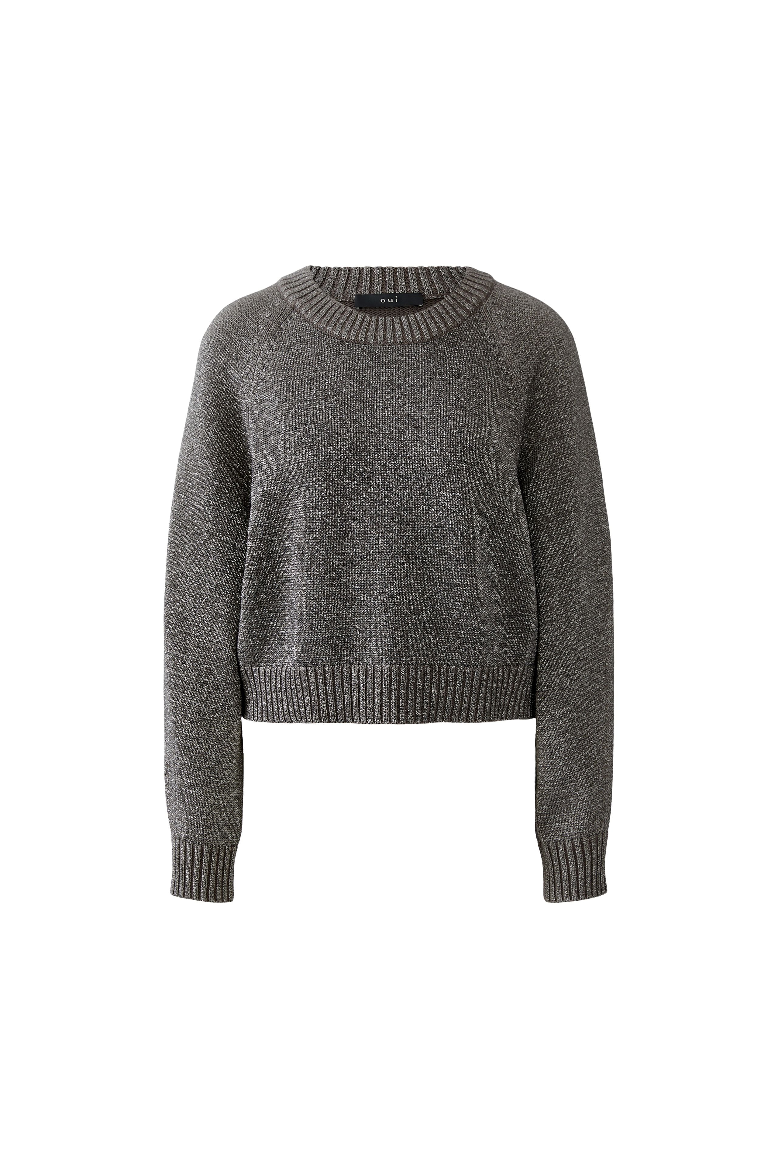 Oui taupe greyish brown casual knitted women’s jumper 
