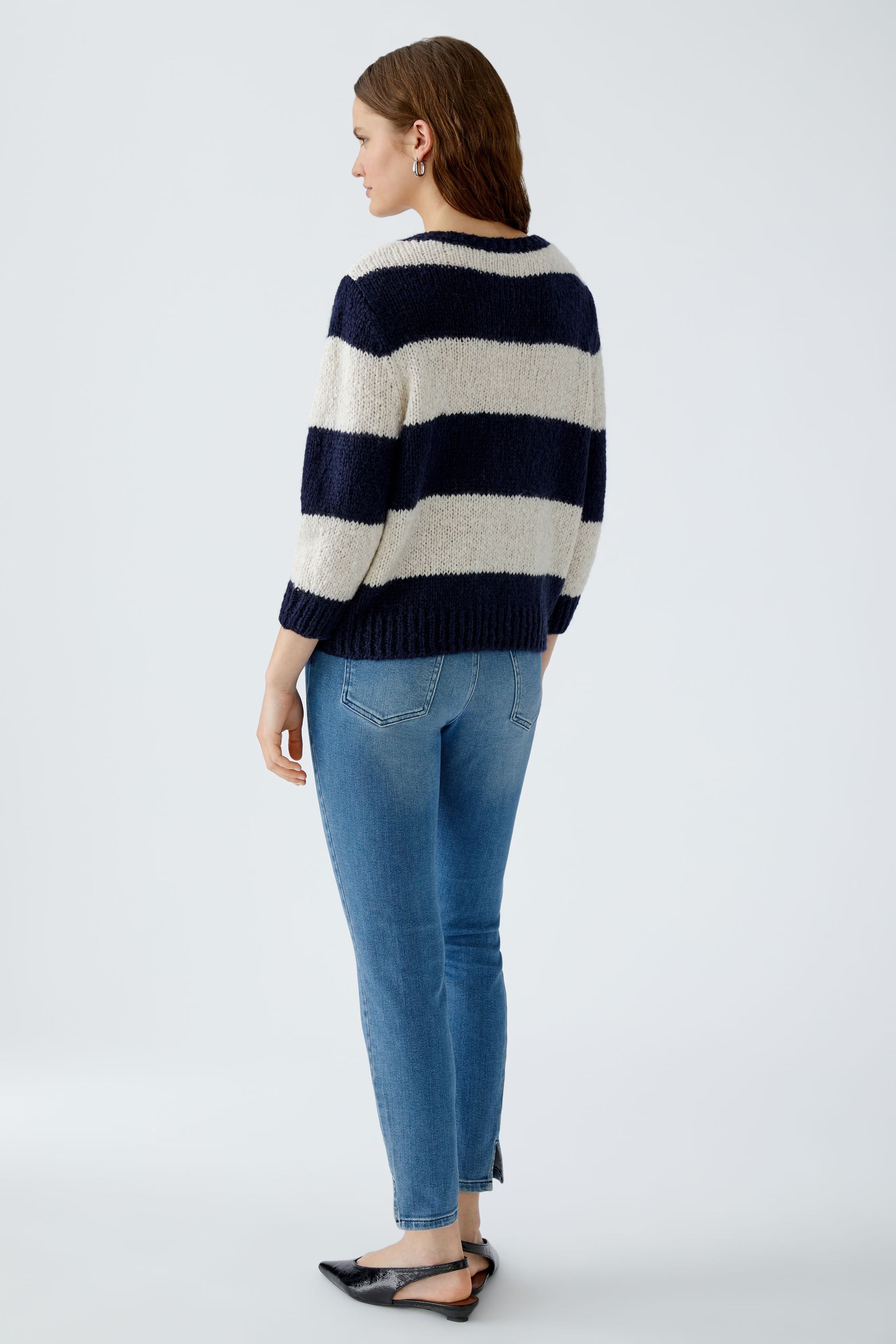 Back view of Oui Esmy block stripe wool and mohair jumper
