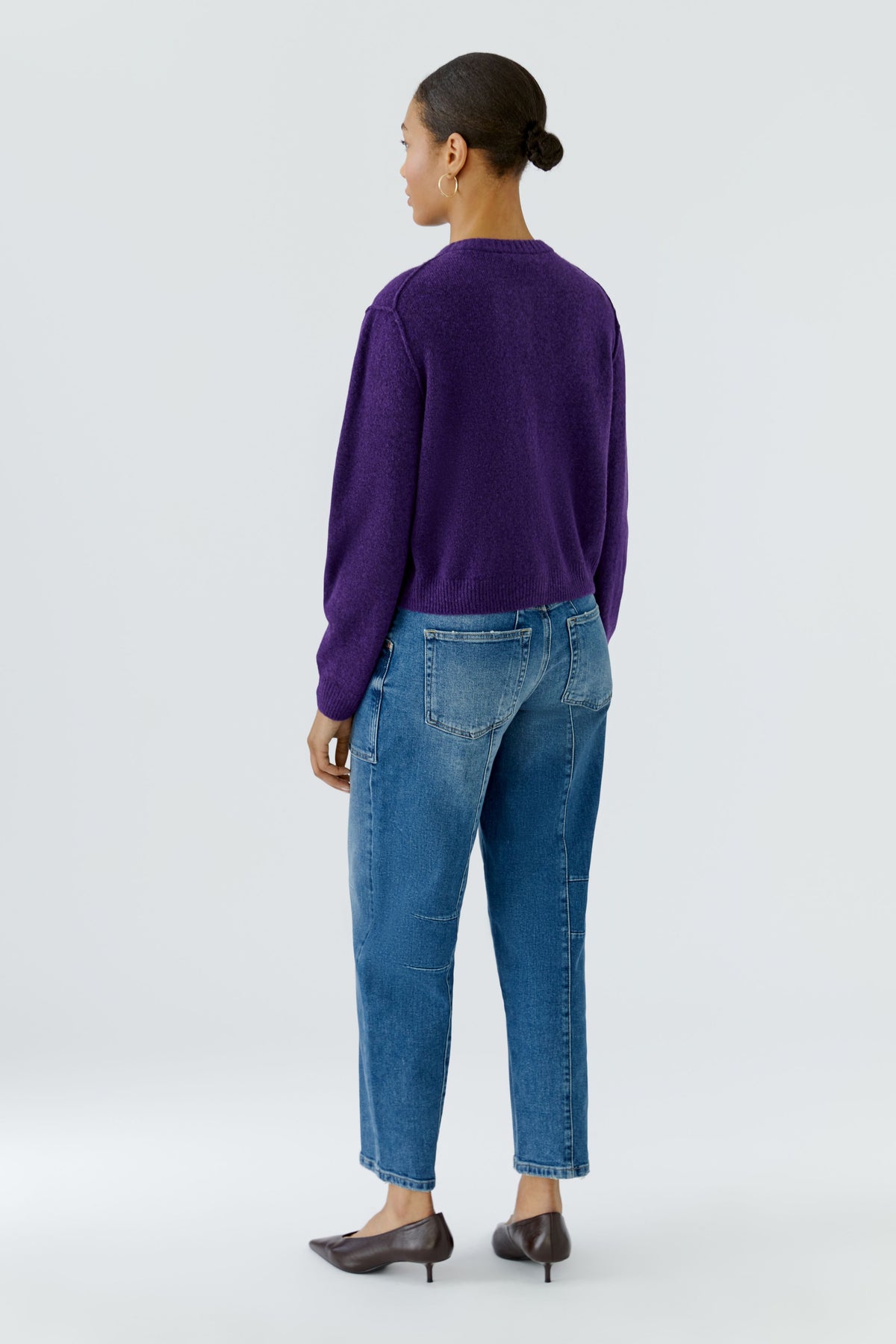 Oui Ilaya purple wool blend cardigan product front view