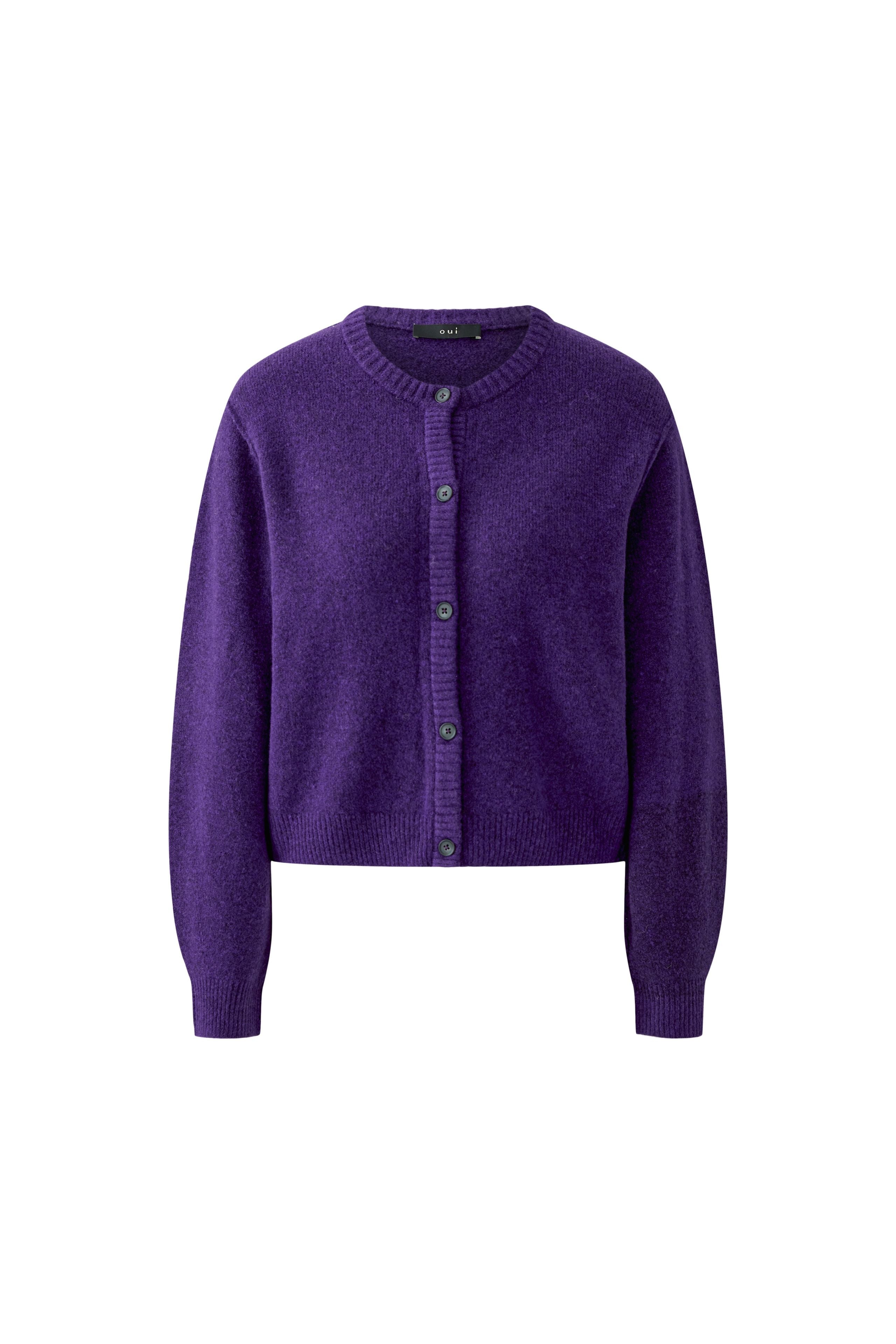 Oui purple super soft cardigan product back view