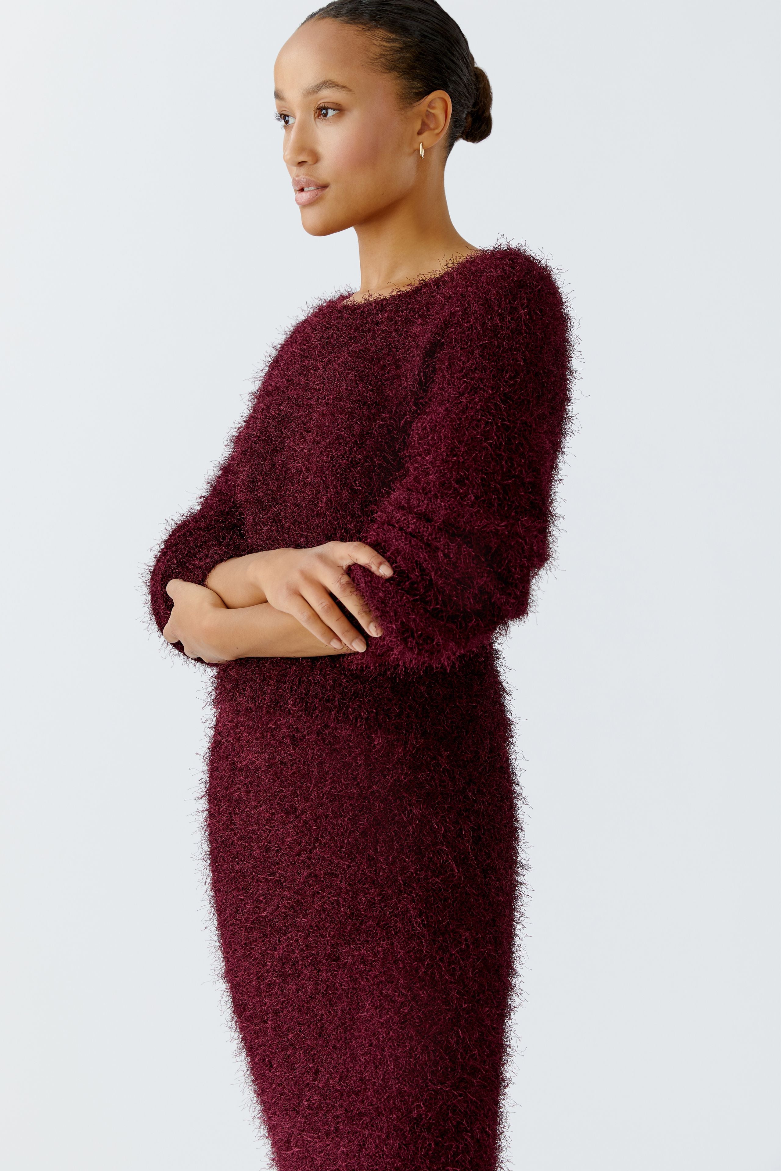 Oui Bramble Berry colour in fluffy knit jumper 