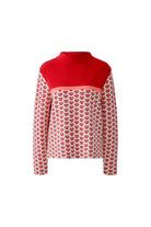 Polo neck jacquard lip print jumper with subtle side split