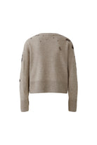 Back of Oui Smokey Taupe sequin knit laid flat