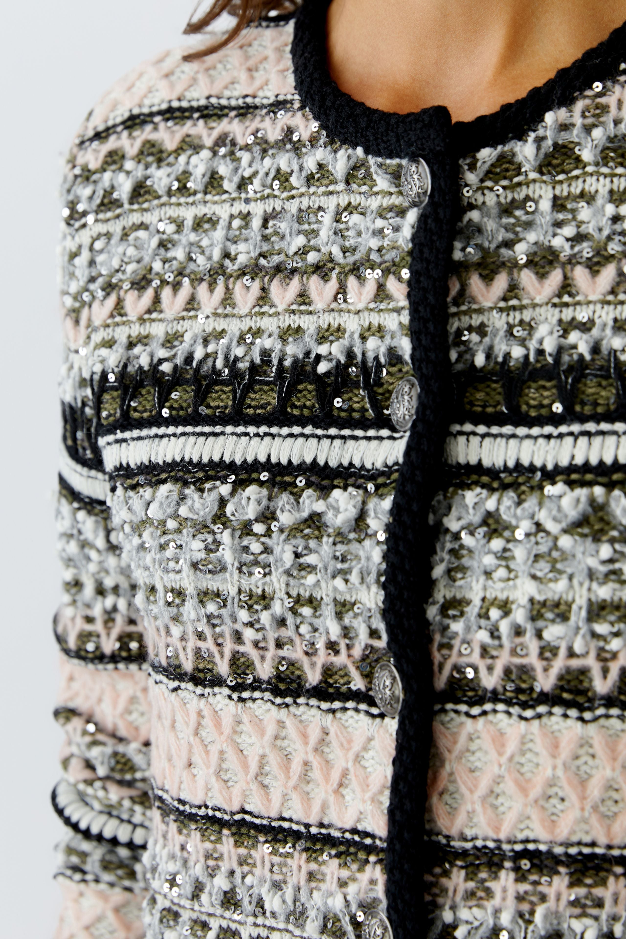 Oui jacket – close-up of sequin and knit detailing
