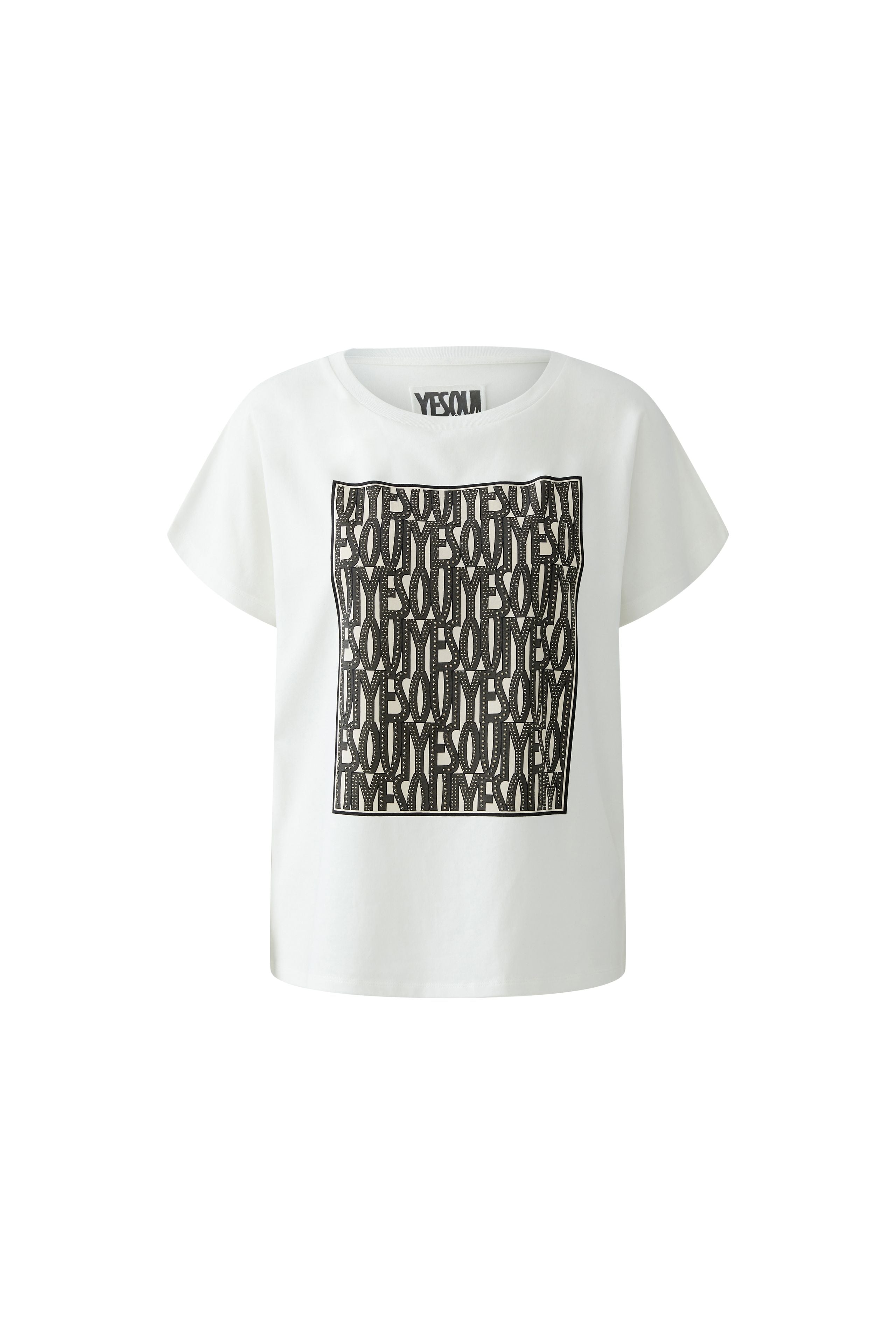 Oui Yes Oui graphic T-shirt in white – bold black all-over print