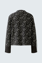 Oui sporty knitted letter print jumper flat back view, displaying overall letter print and straight hem