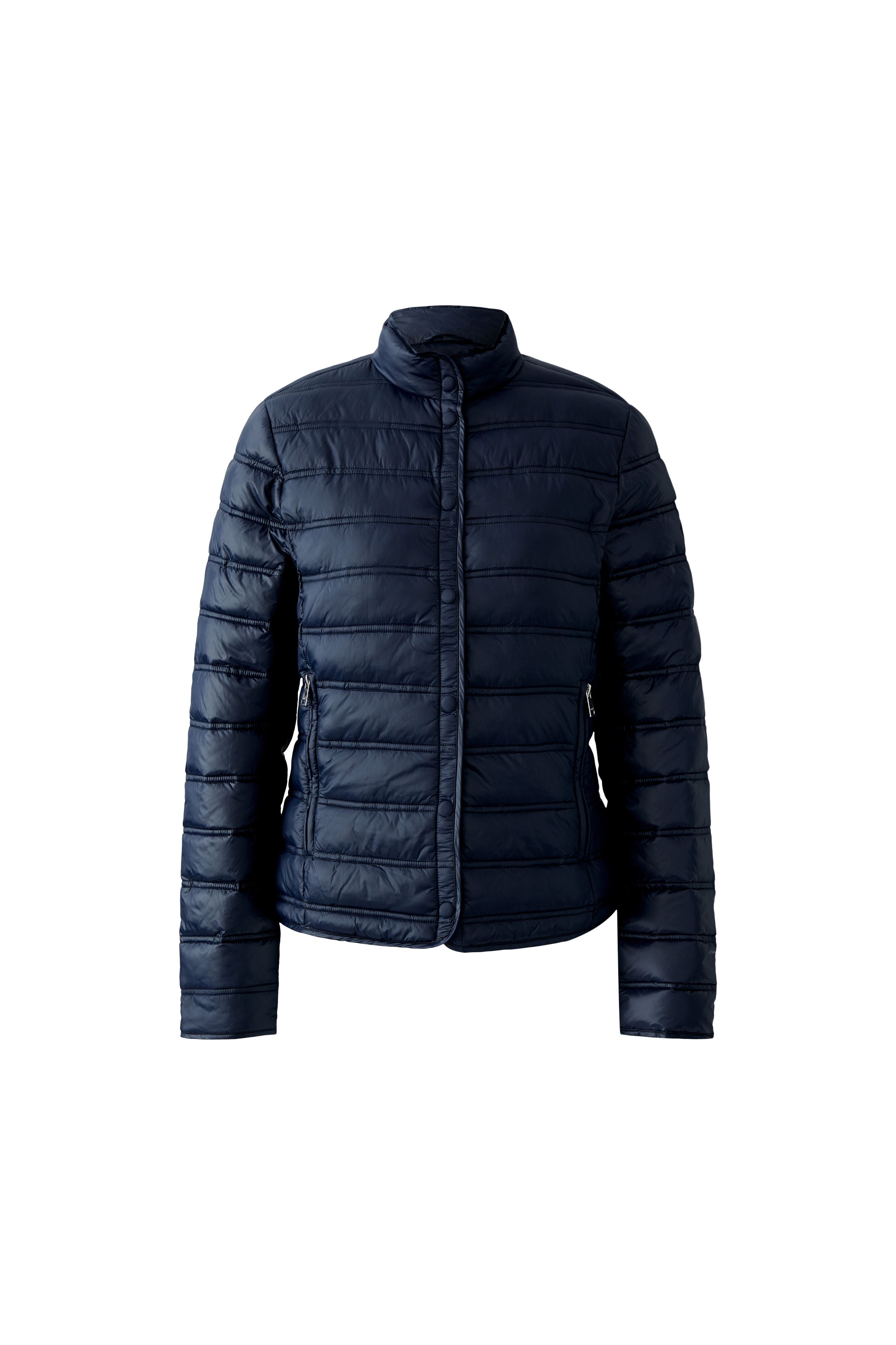 Oui lightweight quilted puffer jacket with funnel neck – navy