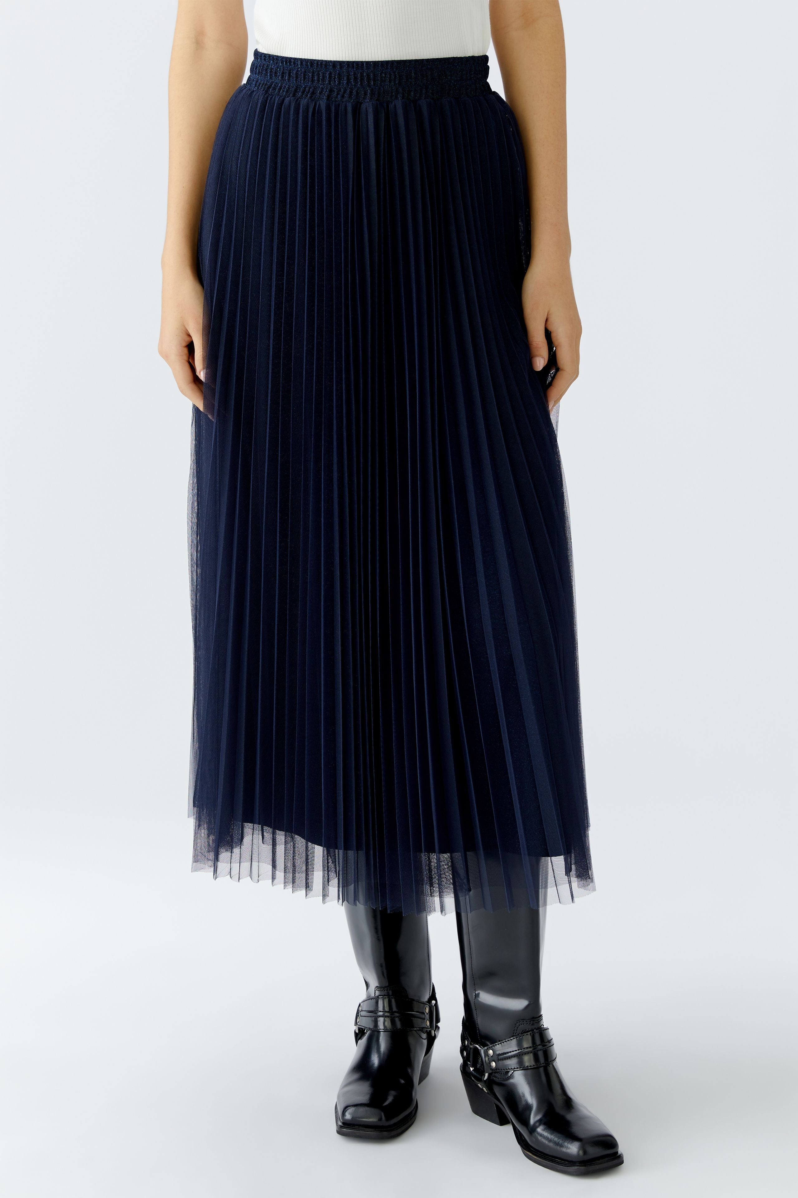 Oui tulle midi skirt with soft pleats and shimmer lining