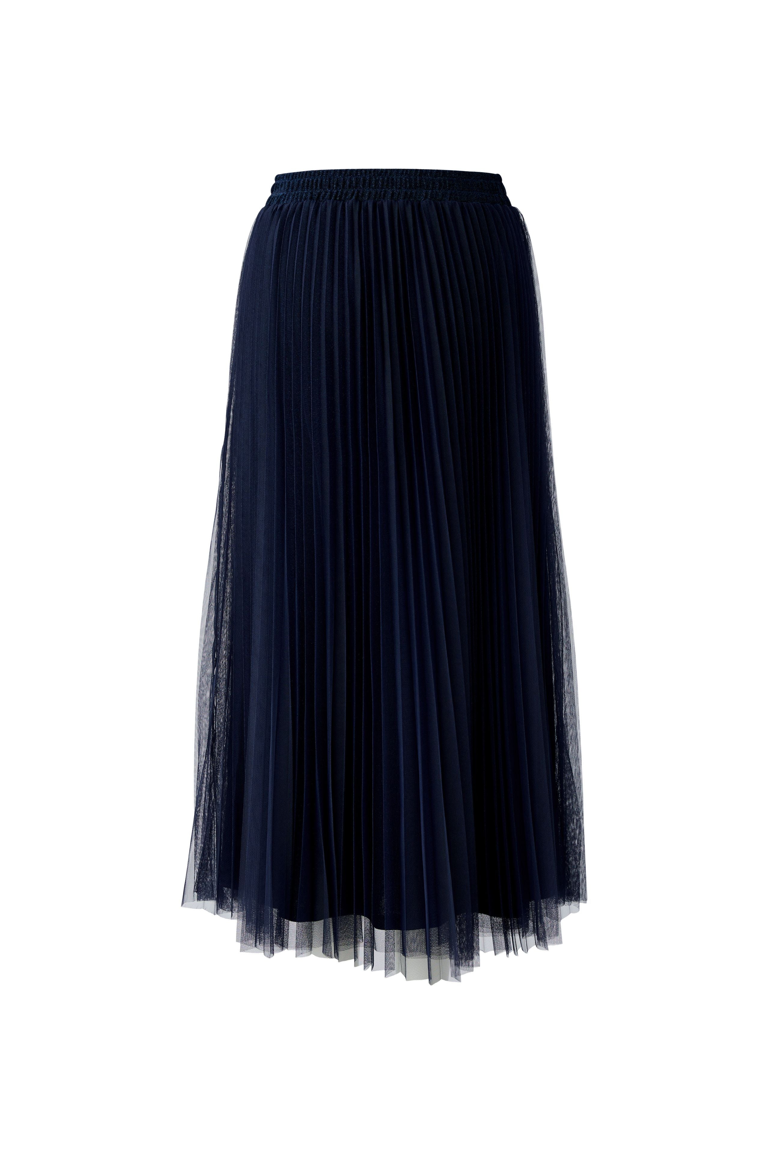 Flat lay of Oui pleated tulle skirt in navy