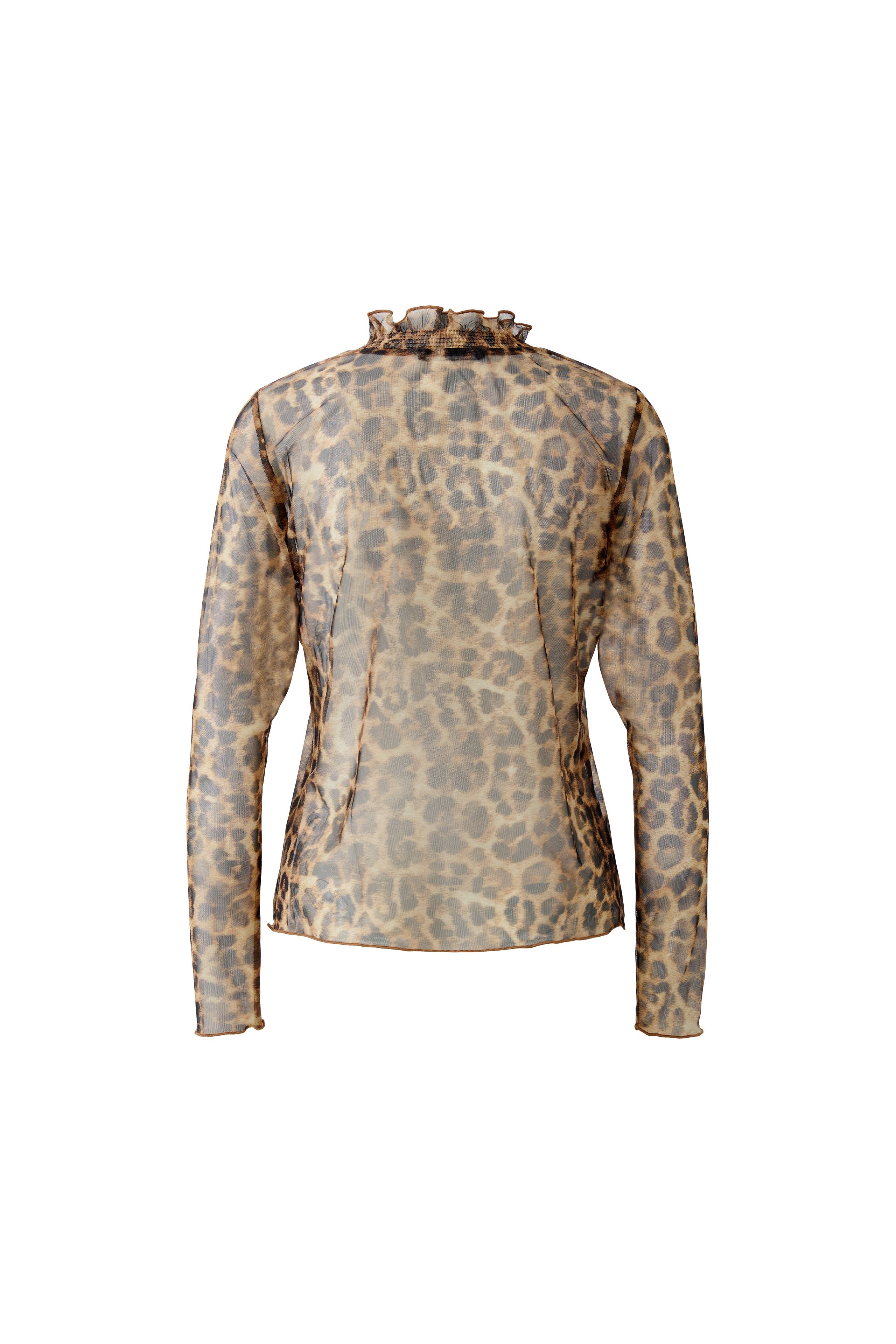 Oui leopard mesh fabric – close-up of soft sheer texture