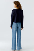 Oui navy French style jacket back view