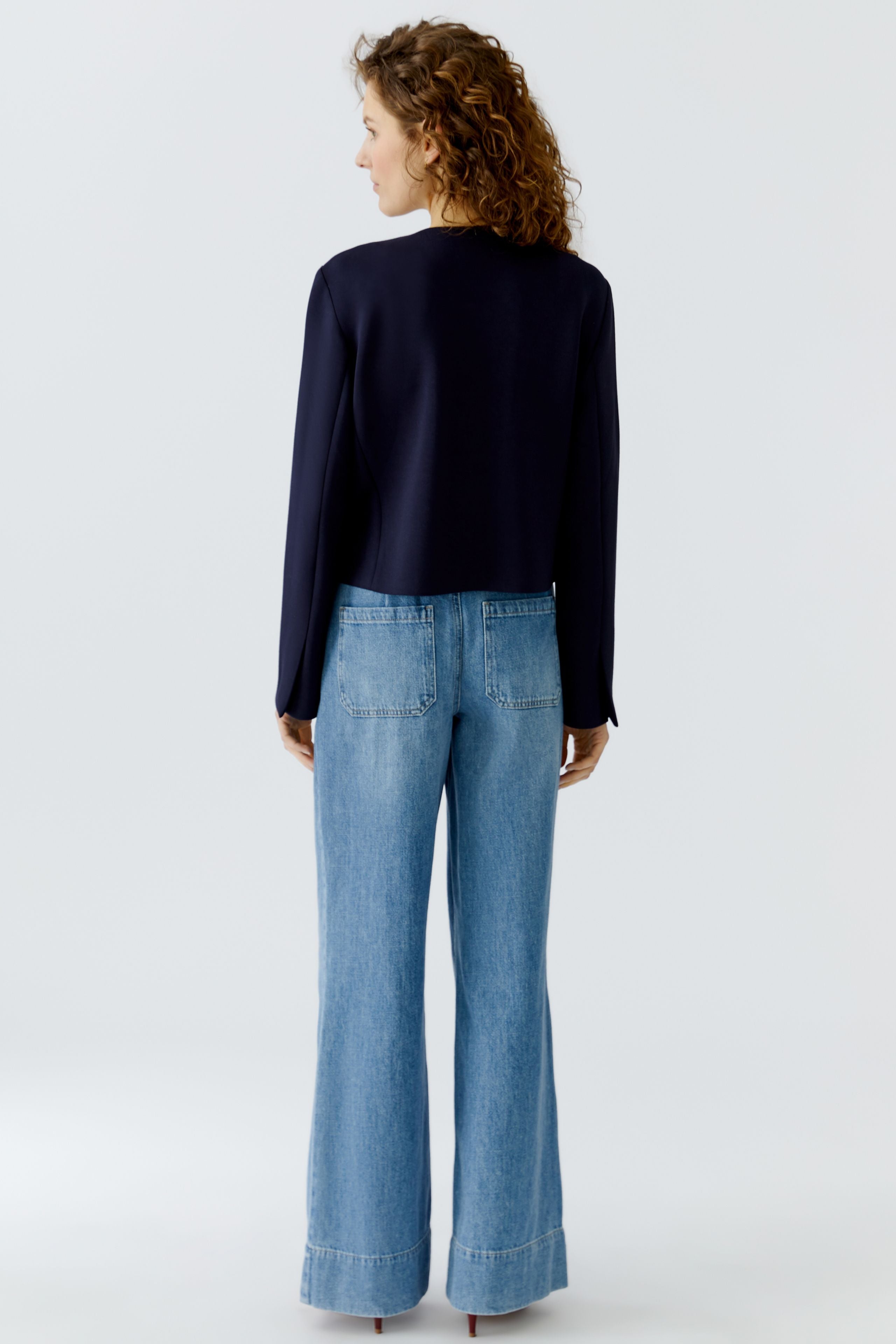 Oui navy French style jacket back view