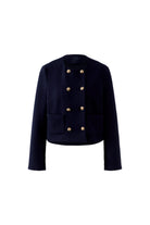 Oui navy cropped tailored jacket front