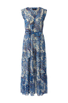 Oui blue paisley print chiffon maxi dress from back From front 