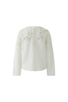 Oui white long sleeve blouse broderie lace back view