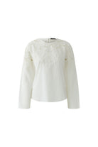 Oui white broderie lace blouse long sleeve front view