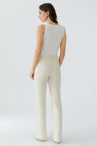 Oui high waisted front seam trousers rear full length view