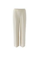 Oui NEYA cream pull-on culotte trousers with stitched front creases – front product view