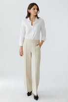 Oui off white straight leg pull on trousers full length