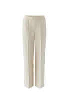 Oui straight leg pull on trousers with elastic waist in Beige 