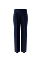 Oui navy technical jersey straight leg trousers front flatlay