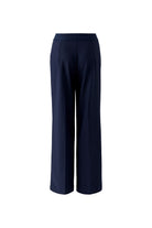 Oui navy technical jersey straight leg trousers back flat lay 