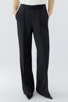 Oui black pull-on trousers front leg detail