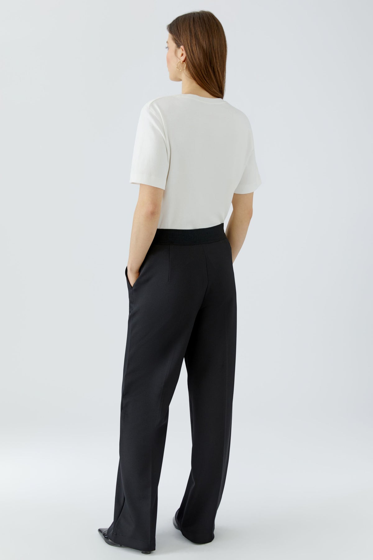 Oui Lacy black trousers back view