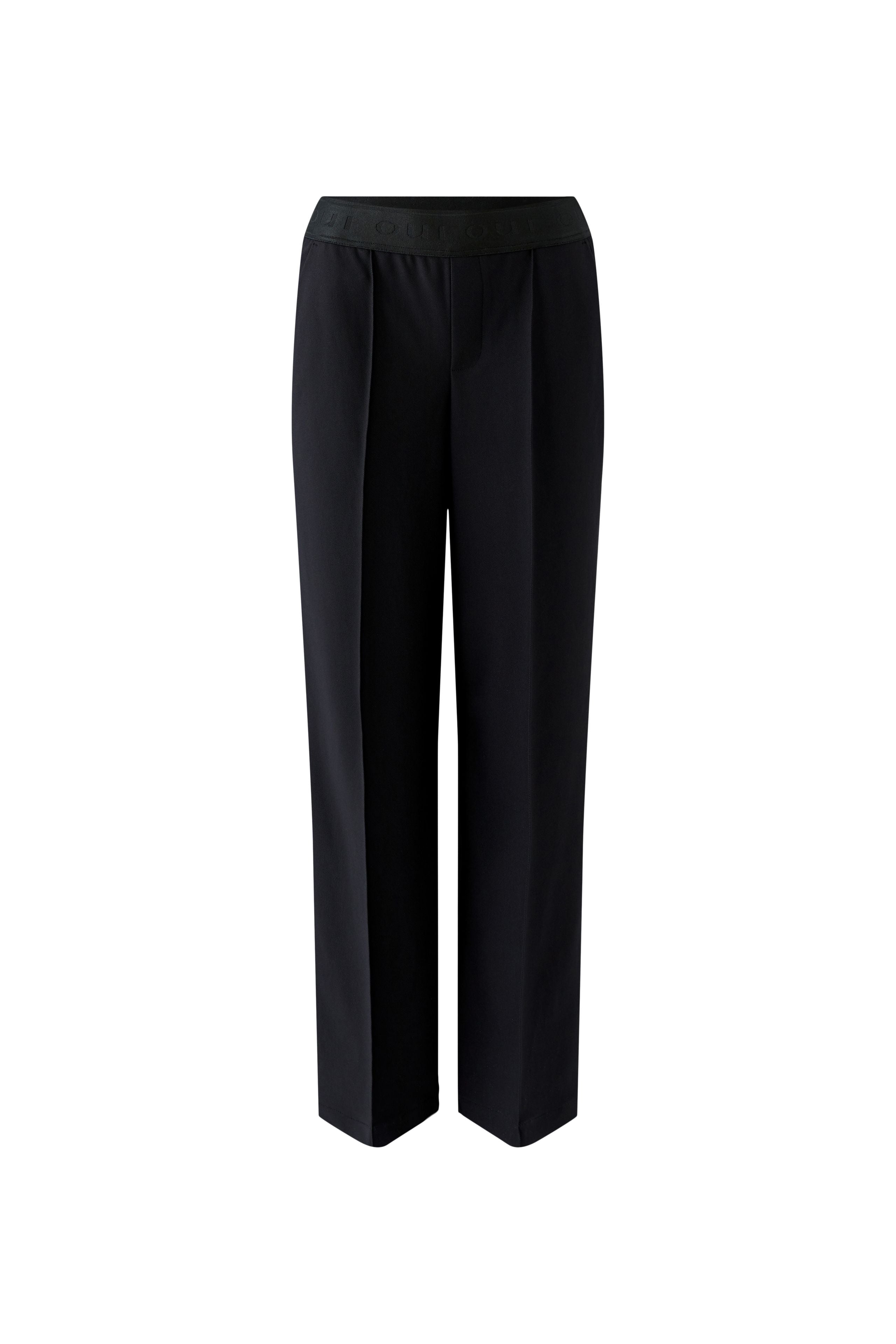  Oui black pull-on straight leg trousers product view