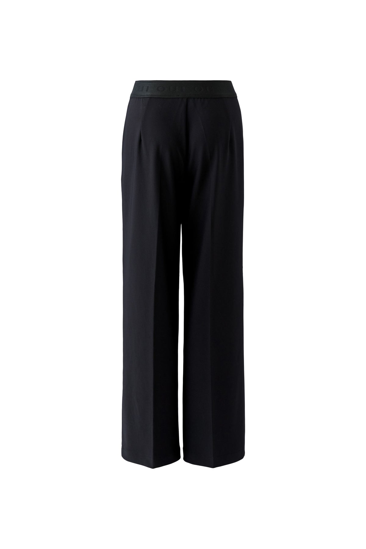 Oui Lacy black pull-on straight leg trousers front view