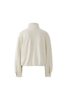 Oui Funnel Neck Jacket in cream back view showing relaxed silhouette and bloused hem