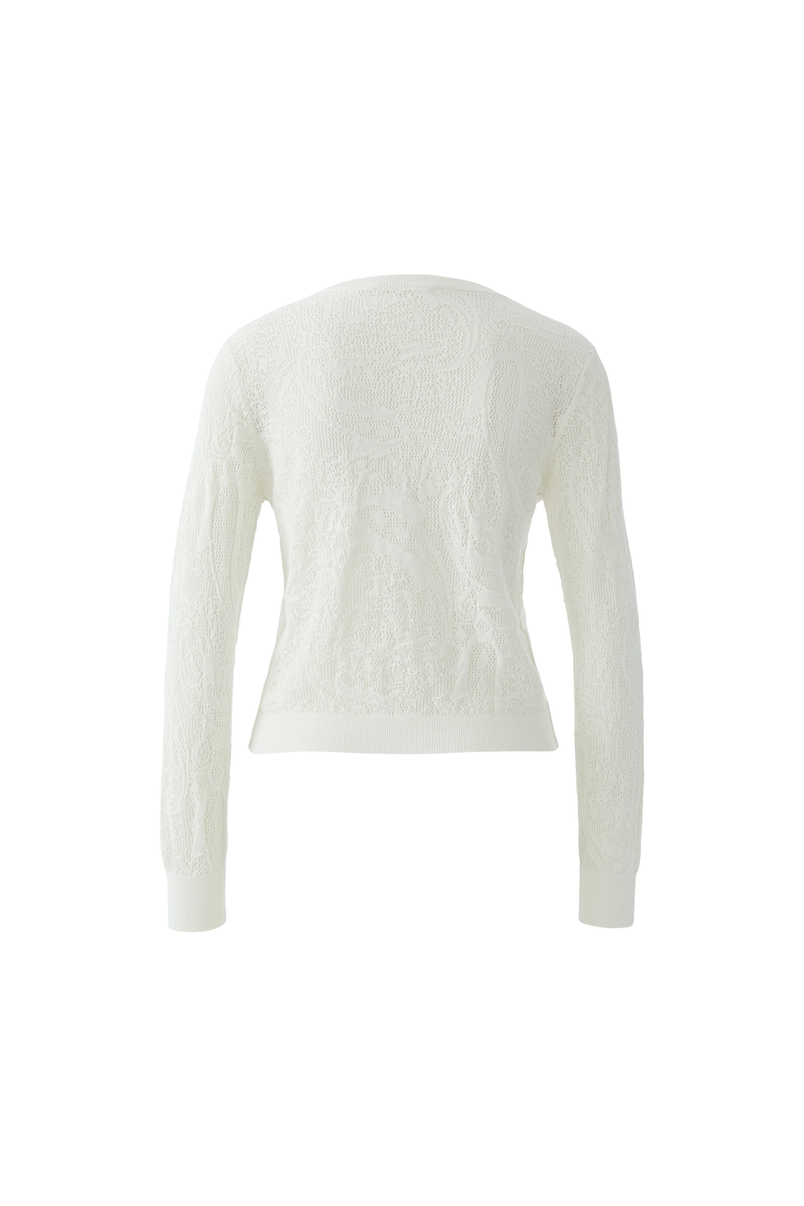 Oui ivory lace knit cardigan back view