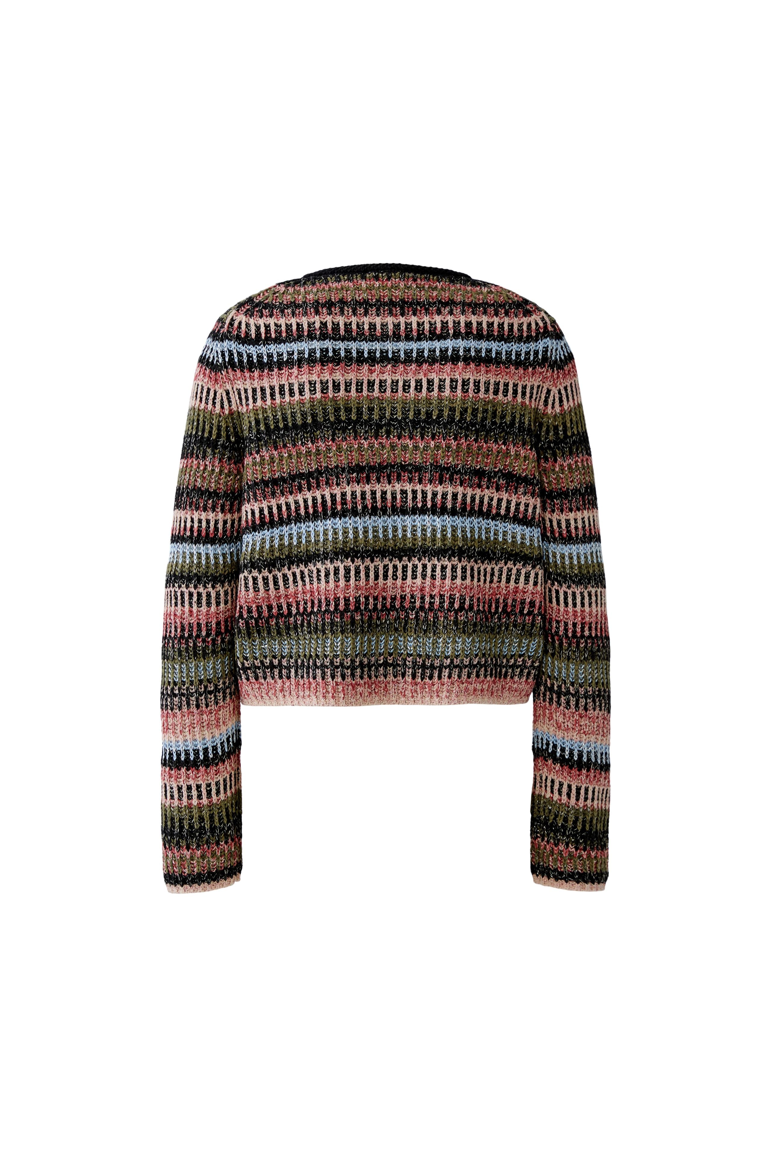 Oui striped knitted jacket laid flat back view