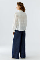 Oui high neck embroidered blouse back view