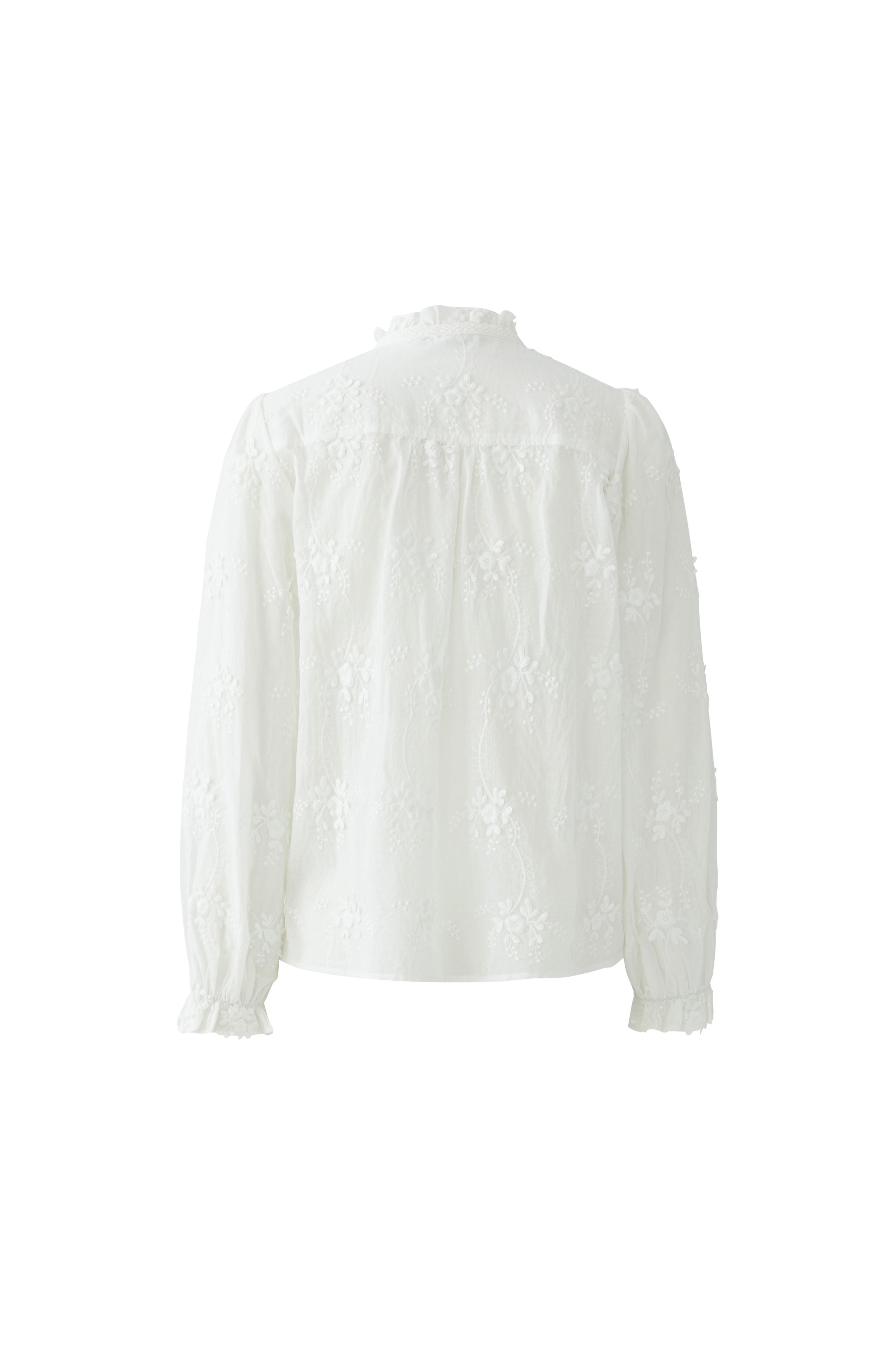 Oui embroidered cotton blouse flat lay white from back 
