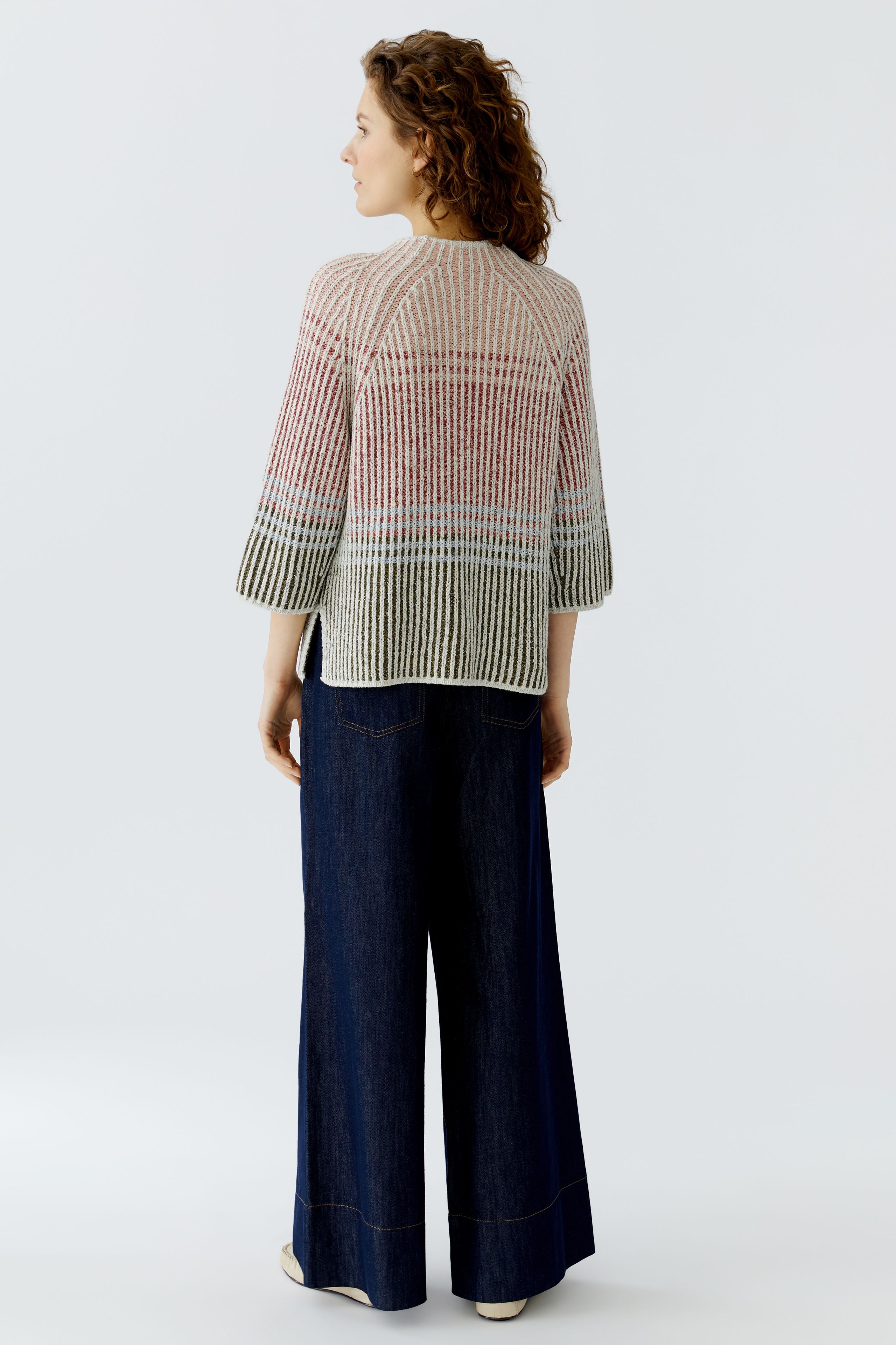 Oui three-tone knitted jumper back view