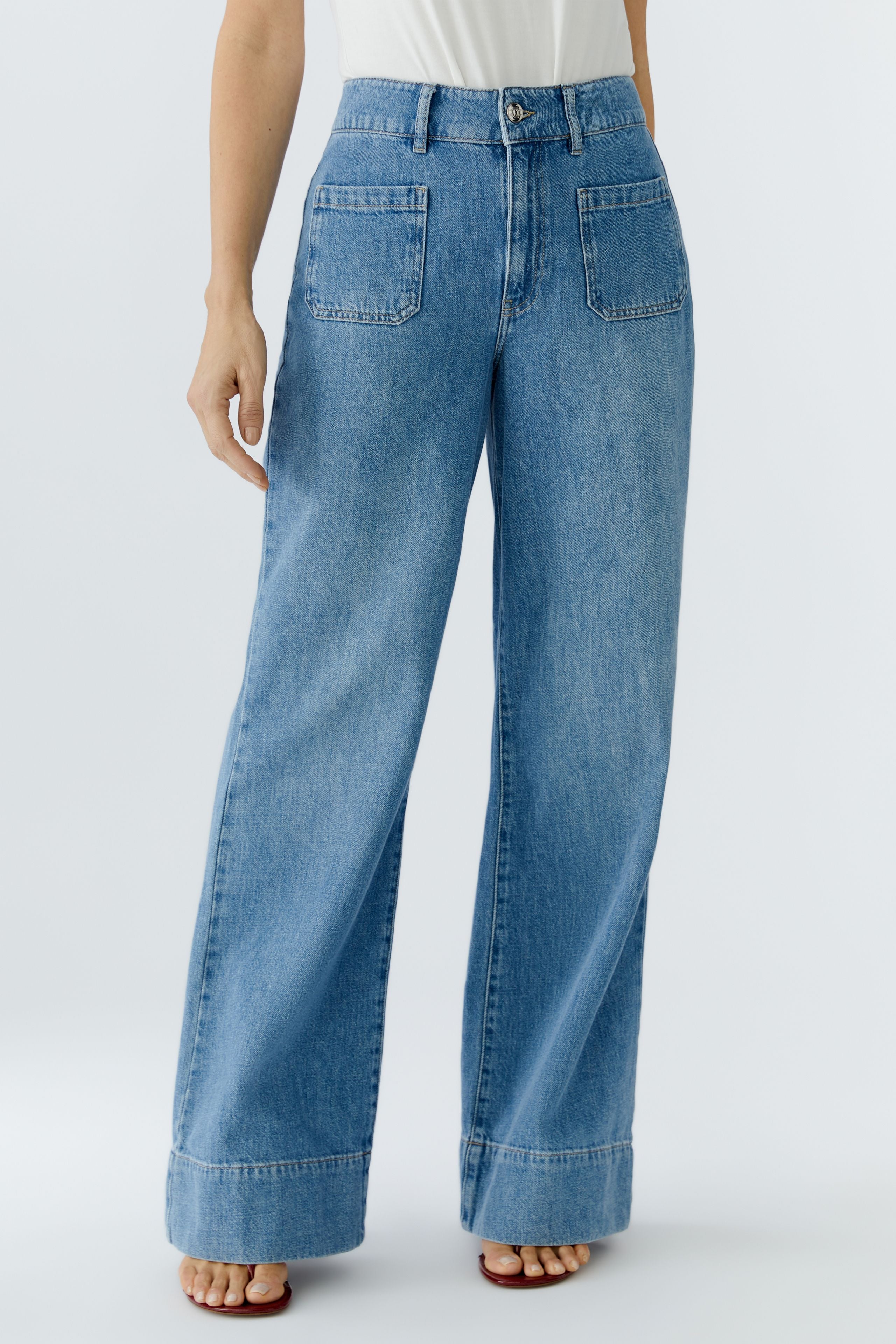 Oui high waist wide leg flare jeans front view