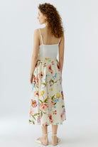 Oui cream floral A-line skirt back view