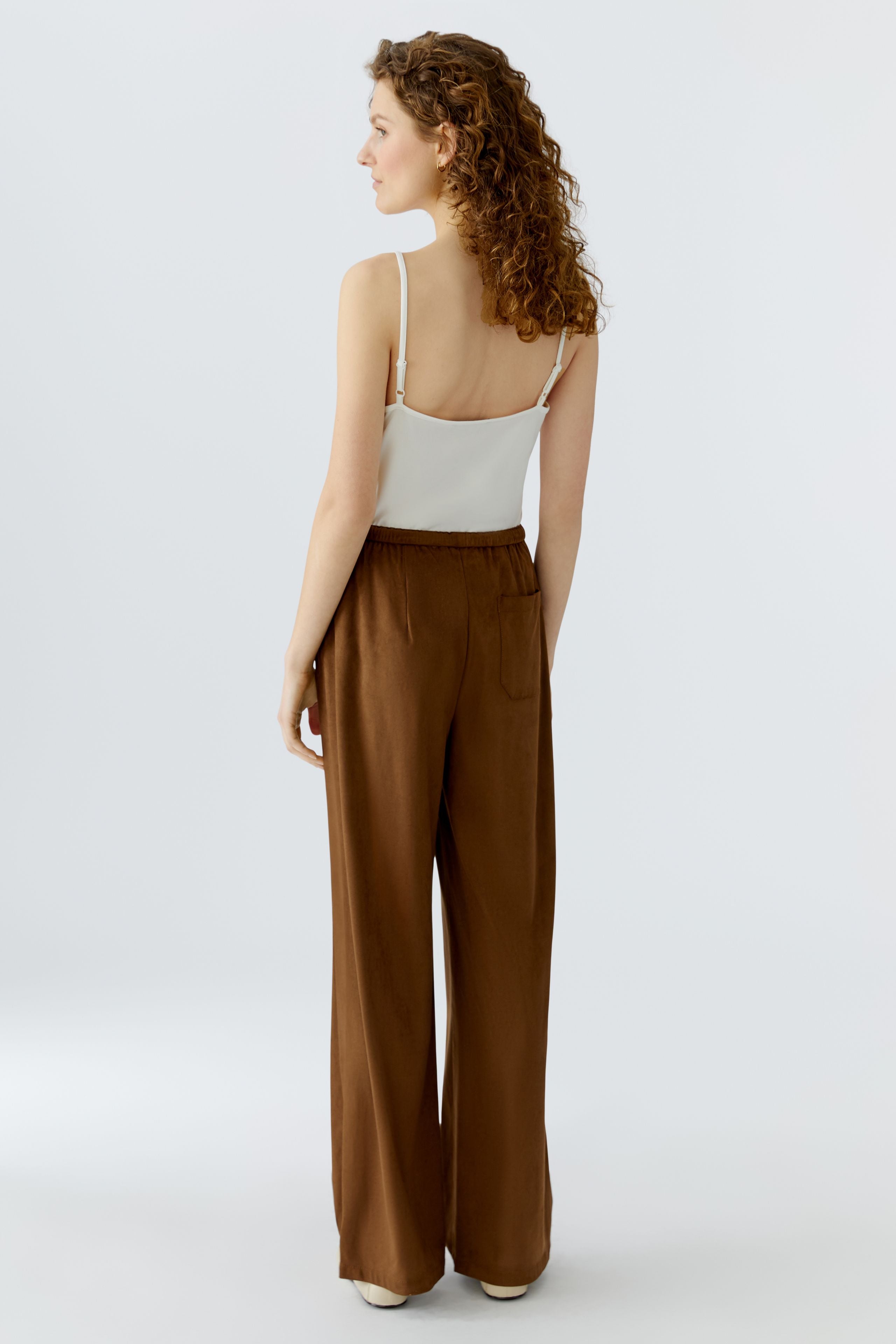 Oui suede look wide leg trousers women back view