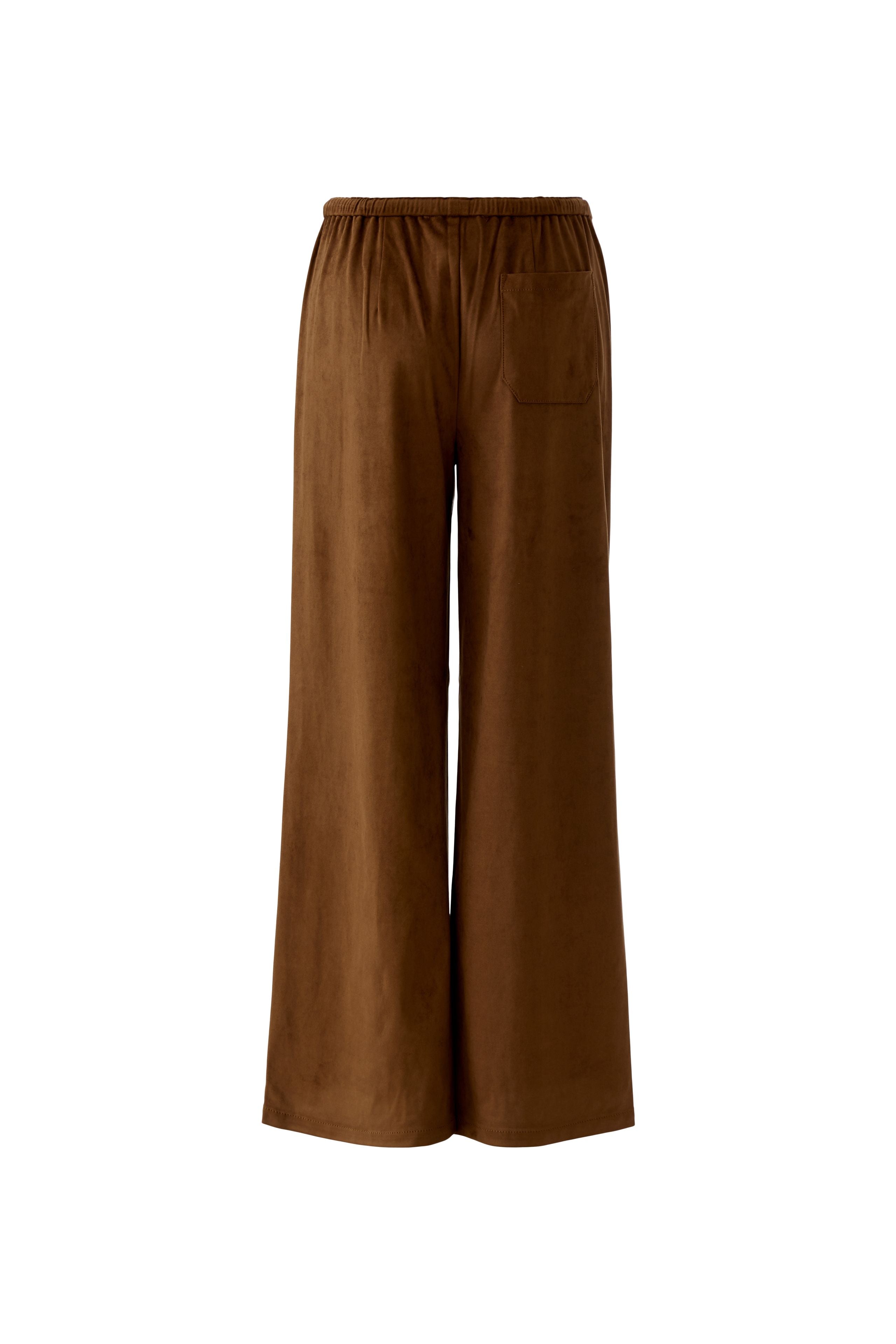 Oui brown suede look wide leg trousers women front full length
