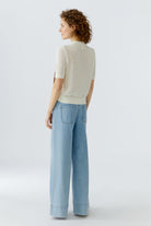 Oui short sleeve crochet cardigan back view