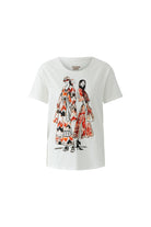 Oui white fashion illustration T-shirt with bead and sequin detail product image