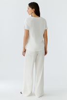 Oui white cotton graphic T-shirt with fashion print back view