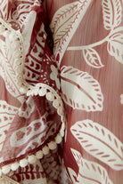 Oui red cream blouse sheer fabric detail