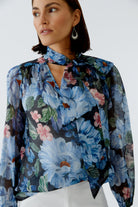 Oui tie neck bow blouse floral print bow front detail