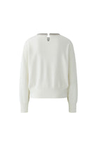 Oui off white long sleeve jumper with embellished collar back view