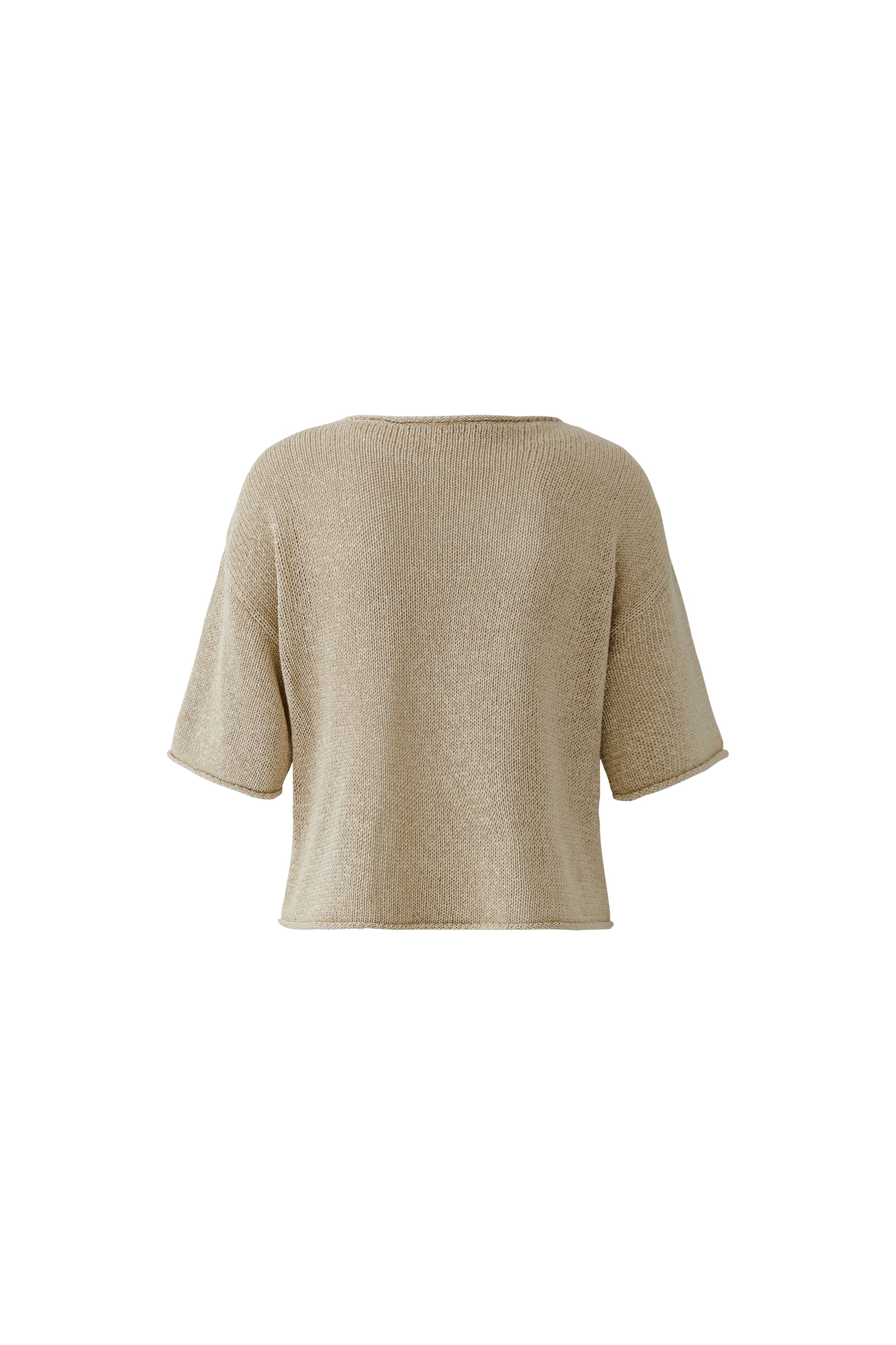 Oui biscuit colour knit top with relaxed fit women back view