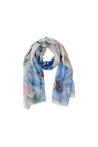 Oui blue floral print scarf lightweight full view